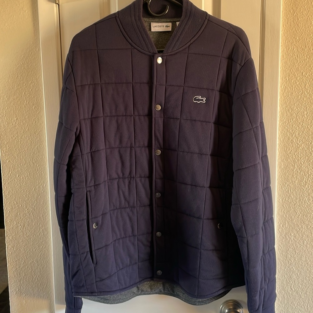 Lacoste men’s quilted navy bomber jacket